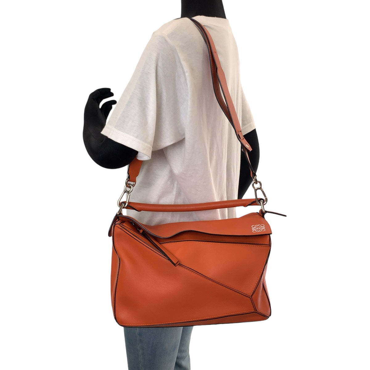 13217
LOEWE ロエベ アナグラム パズルバッグ オレンジ シルバー金具 カーフ ハンドバッグ ショルダーバッグ 2way  レディース
