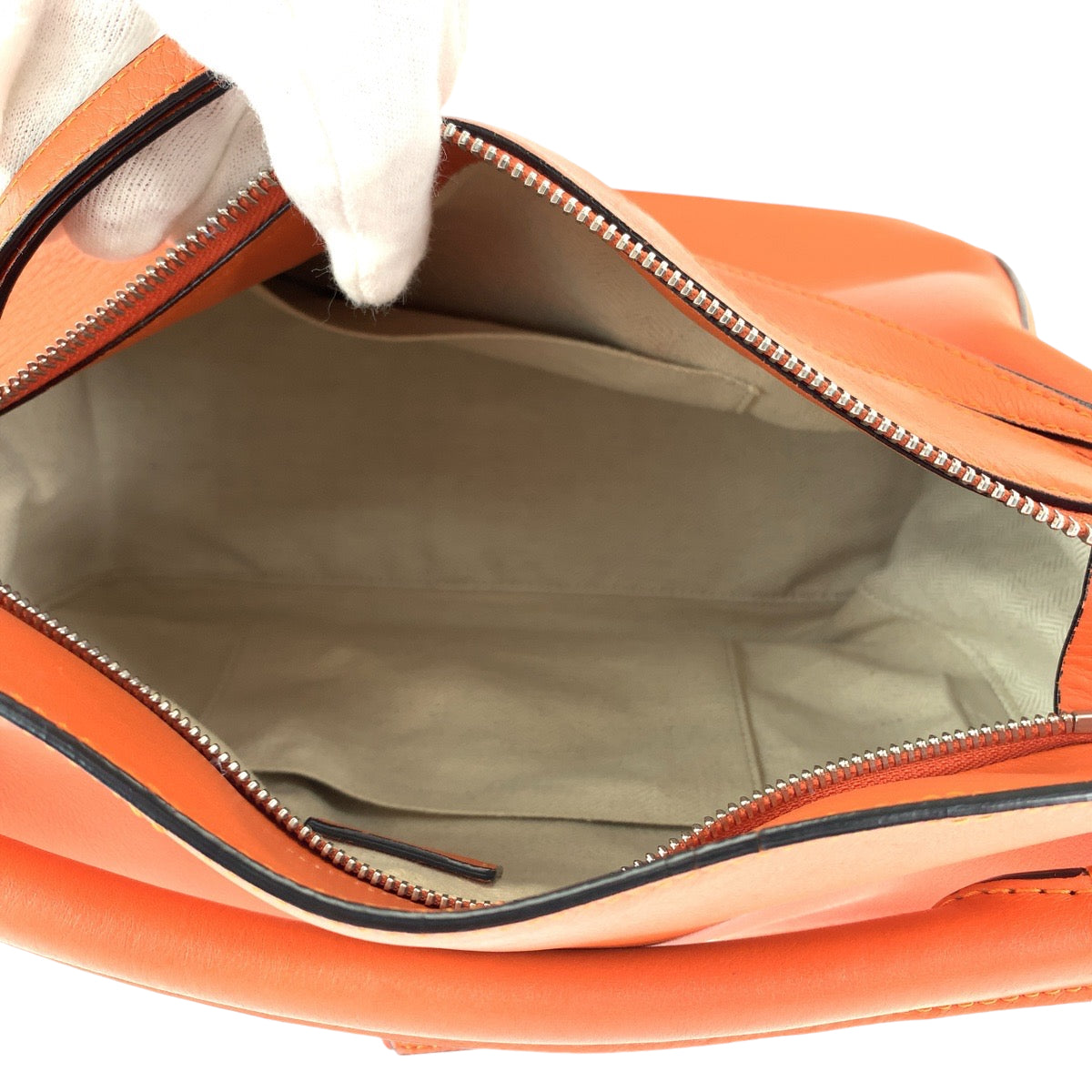 13217
LOEWE ロエベ アナグラム パズルバッグ オレンジ シルバー金具 カーフ ハンドバッグ ショルダーバッグ 2way  レディース