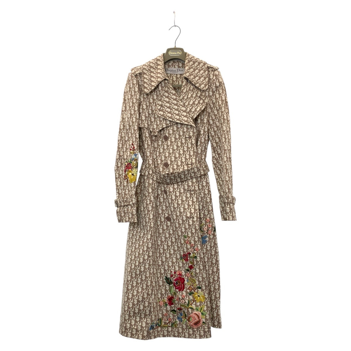 13219
Dior ディオール ヴィンテージ トロッター 花柄 刺繍 サイズ36 ベージュ シルバー金具 コットン トレンチコート レディース A190