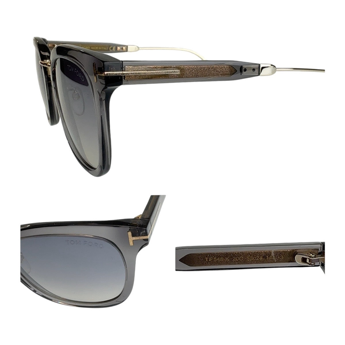 13220
 TOM FORD Tom Ford Black Silver Hardware Plastic/Metal T F548-K 20C 53□24 145 3 Sunglasses Silver Mirror Lens Wellington Men's