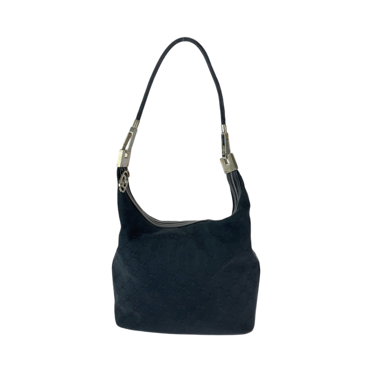 13221
GUCCI グッチ ブラック 黒 シルバー金具 GGキャンバス 001 3814 ホーボー ショルダーバッグ 肩掛け  レディース