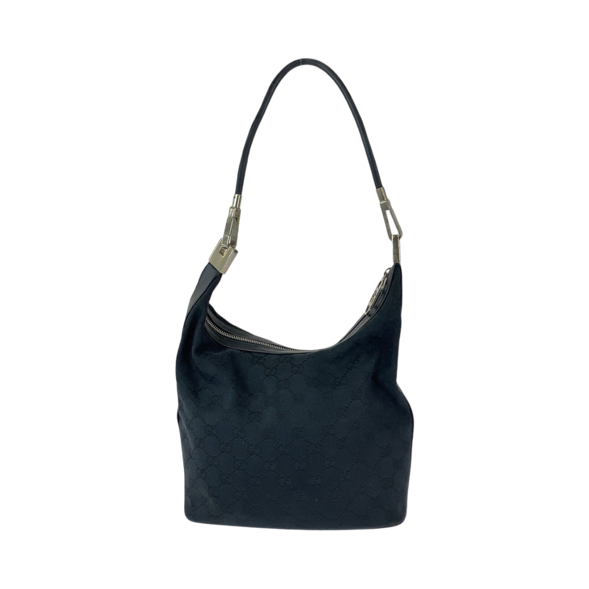 13221
GUCCI グッチ ブラック 黒 シルバー金具 GGキャンバス 001 3814 ホーボー ショルダーバッグ 肩掛け  レディース