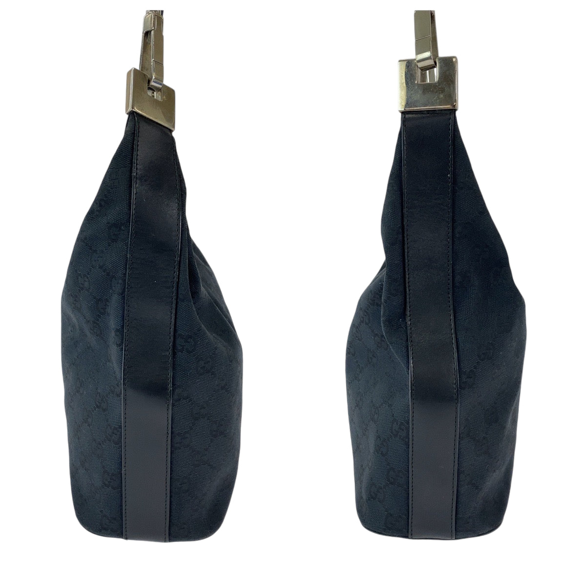 13221
GUCCI グッチ ブラック 黒 シルバー金具 GGキャンバス 001 3814 ホーボー ショルダーバッグ 肩掛け  レディース