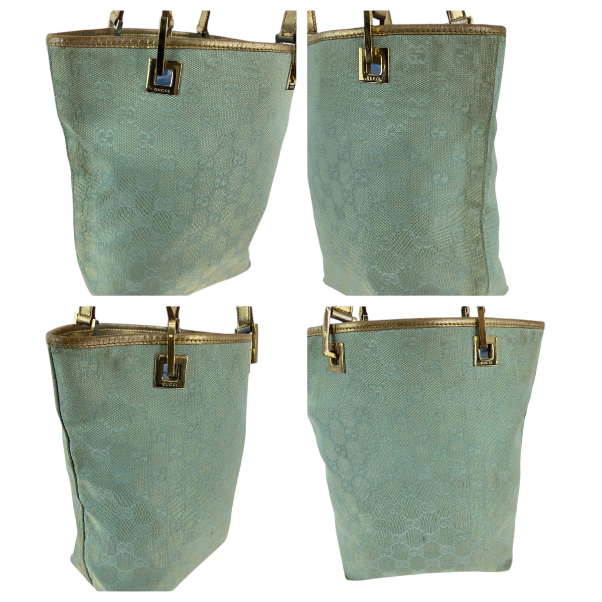 13222
GUCCI グッチ エメラルドグリーン ゴールド金具 GGキャンバス 002 1099 トートバッグ ショルダーバッグ  レディース