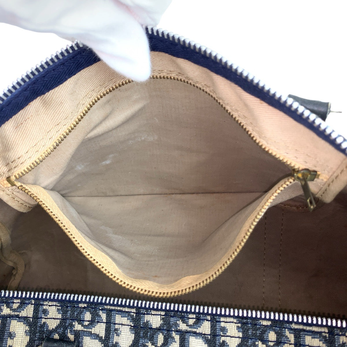13223
Christian Dior クリスチャンディオール ヴィンテージ トロッター ネイビー シルバー金具 キャンバス / レザー ボストンバッグ ハンドバッグ  レディース
