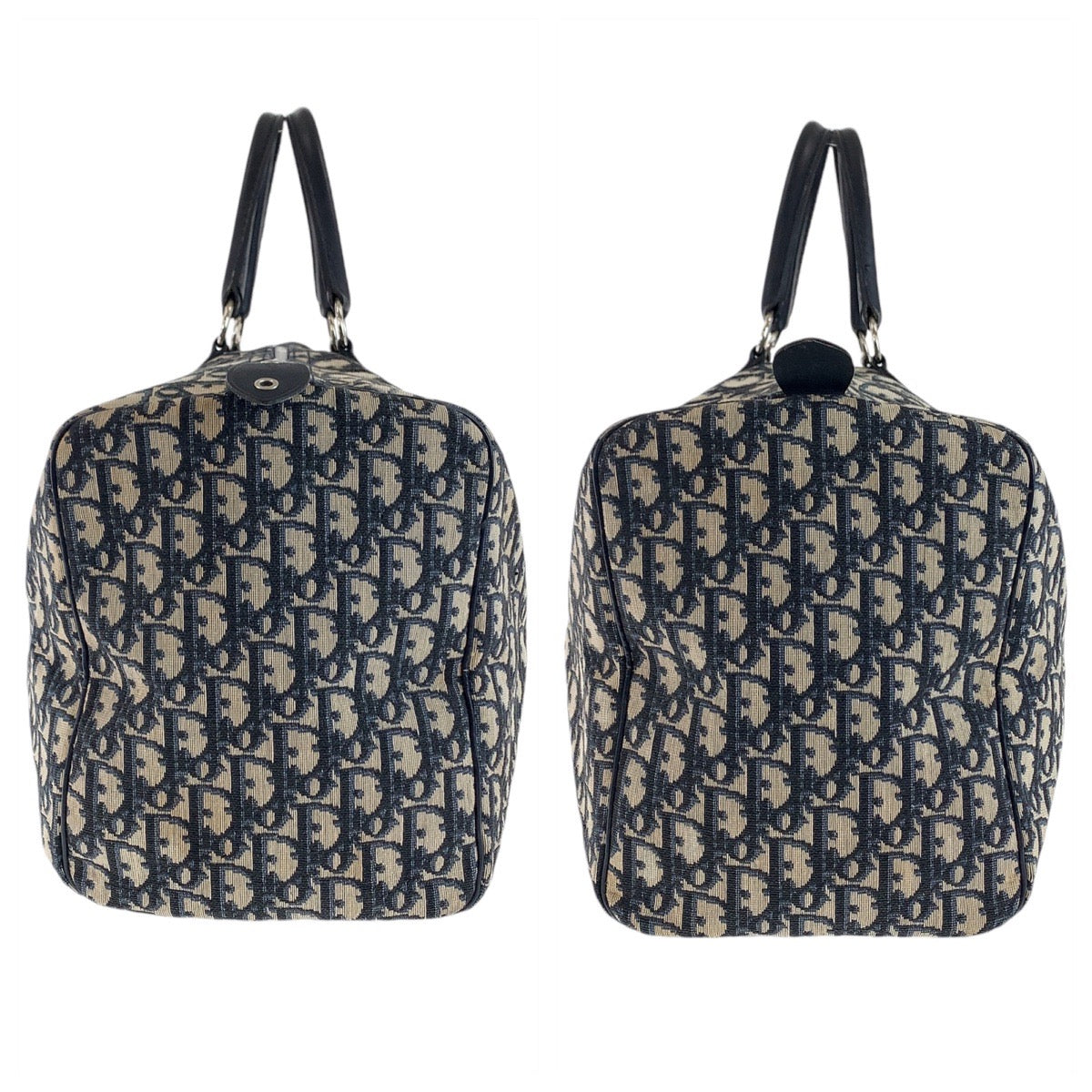 13223
Christian Dior クリスチャンディオール ヴィンテージ トロッター ネイビー シルバー金具 キャンバス / レザー ボストンバッグ ハンドバッグ  レディース