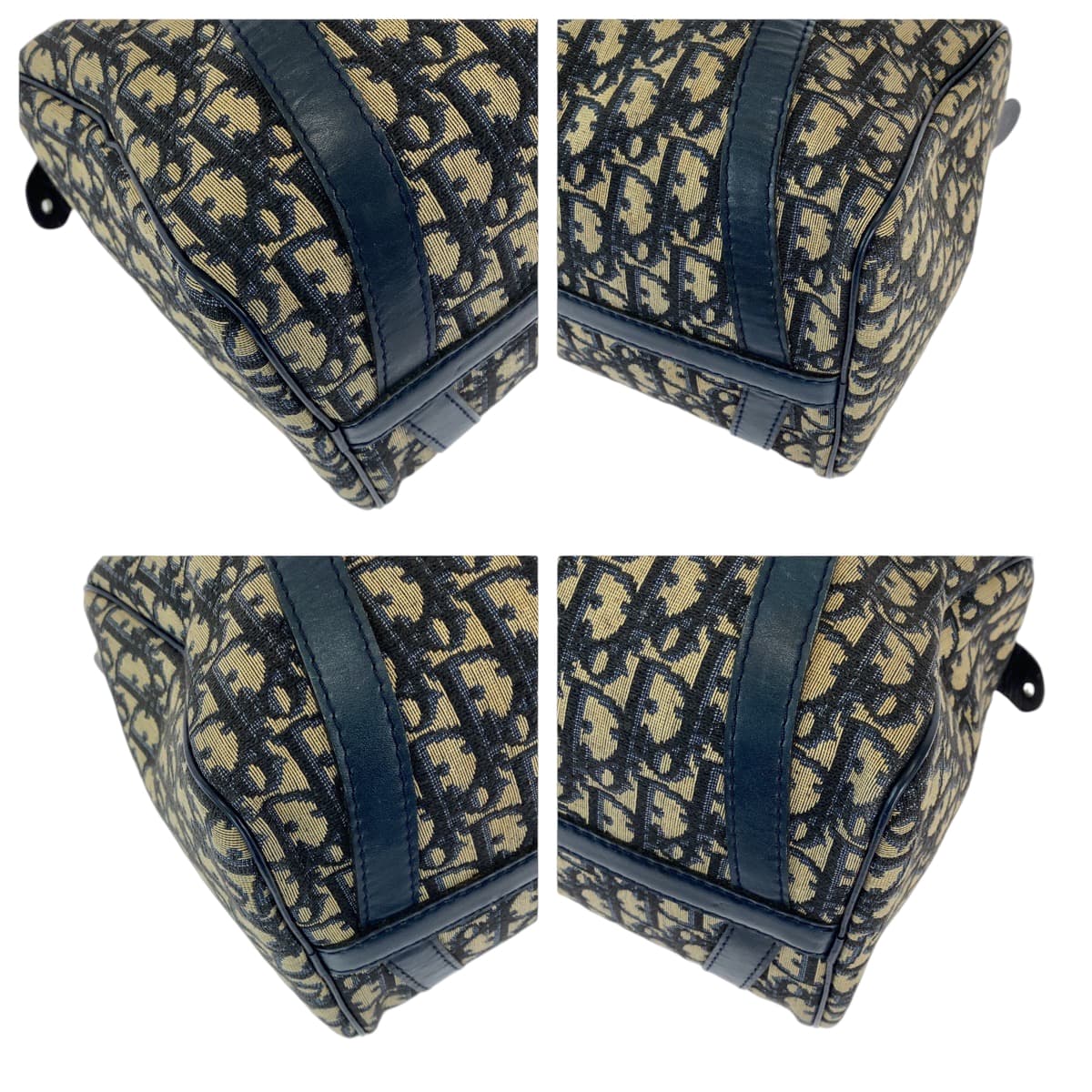 13224
Dior ディオール ヴィンテージ トロッター ネイビー ベージュ シルバー金具 キャンバス ボストンバッグ ハンドバッグ  レディース