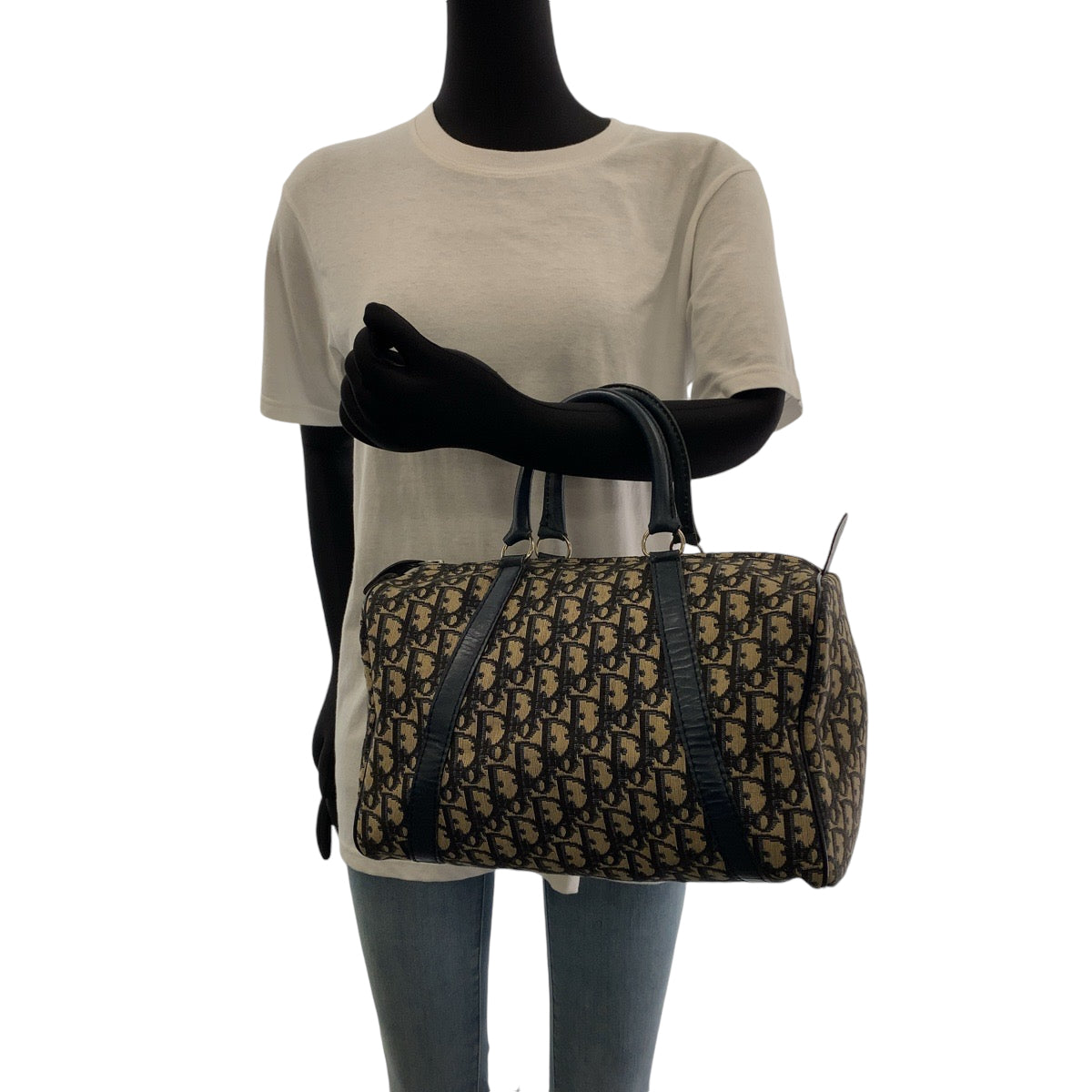 13224
Dior ディオール ヴィンテージ トロッター ネイビー ベージュ シルバー金具 キャンバス ボストンバッグ ハンドバッグ  レディース