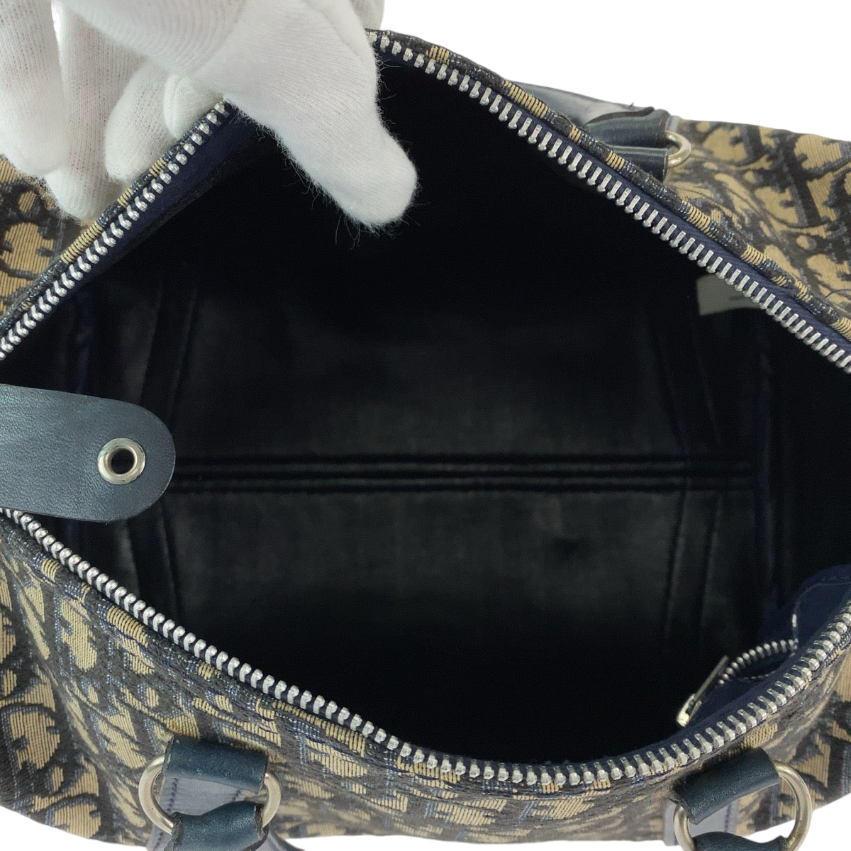 13224
Dior ディオール ヴィンテージ トロッター ネイビー ベージュ シルバー金具 キャンバス ボストンバッグ ハンドバッグ  レディース