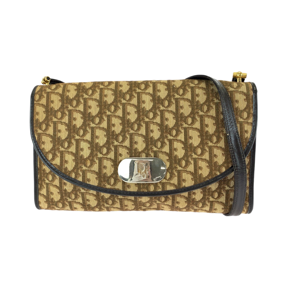 13225
Dior ディオール ヴィンテージ トロッター ブラウン ゴールド金具 キャンバス ショルダーバッグ 肩掛け ポシェット  レディース