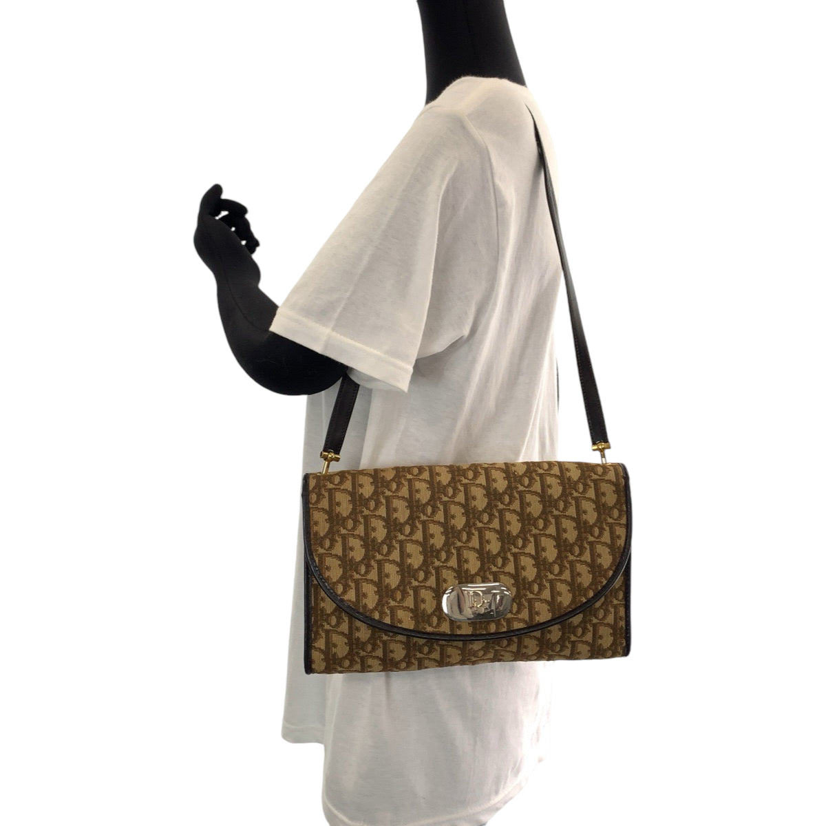 13225
Dior ディオール ヴィンテージ トロッター ブラウン ゴールド金具 キャンバス ショルダーバッグ 肩掛け ポシェット  レディース