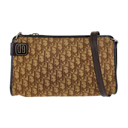 13226
Christian Dior クリスチャンディオール ヴィンテージ トロッター ブラウン ベージュ ゴールド金具 キャンバス / レザー ショルダーバッグ  レディース