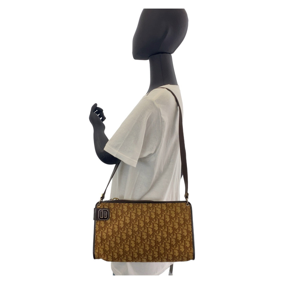 13226
Christian Dior クリスチャンディオール ヴィンテージ トロッター ブラウン ベージュ ゴールド金具 キャンバス / レザー ショルダーバッグ  レディース
