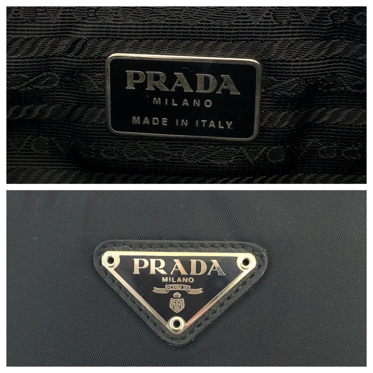 12825
PRADA プラダ テスート 三角ロゴプレート ブラック 黒 シルバー金具 ナイロン トートバッグ ハンドバッグ ショルダーバッグ  レディース
