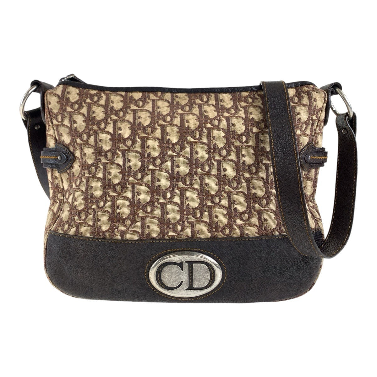 13232
Christian Dior クリスチャンディオール ヴィンテージ トロッター ベージュ ブラウン シルバー金具 キャンバス / レザー 斜め掛け ショルダーバッグ メッセンジャーバッグ  レディース