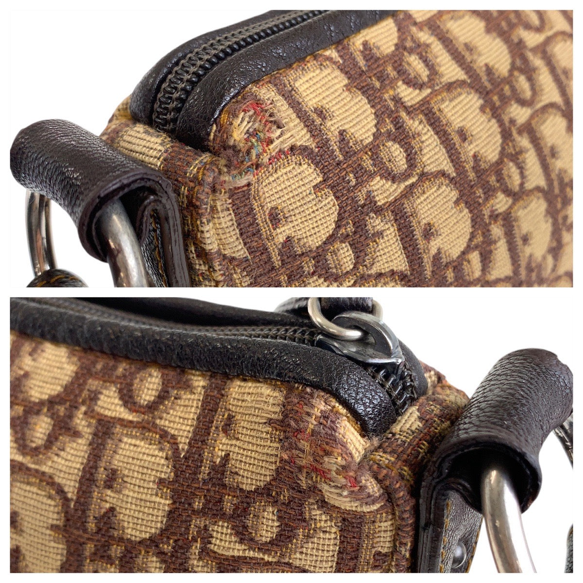 13232
Christian Dior クリスチャンディオール ヴィンテージ トロッター ベージュ ブラウン シルバー金具 キャンバス / レザー 斜め掛け ショルダーバッグ メッセンジャーバッグ  レディース