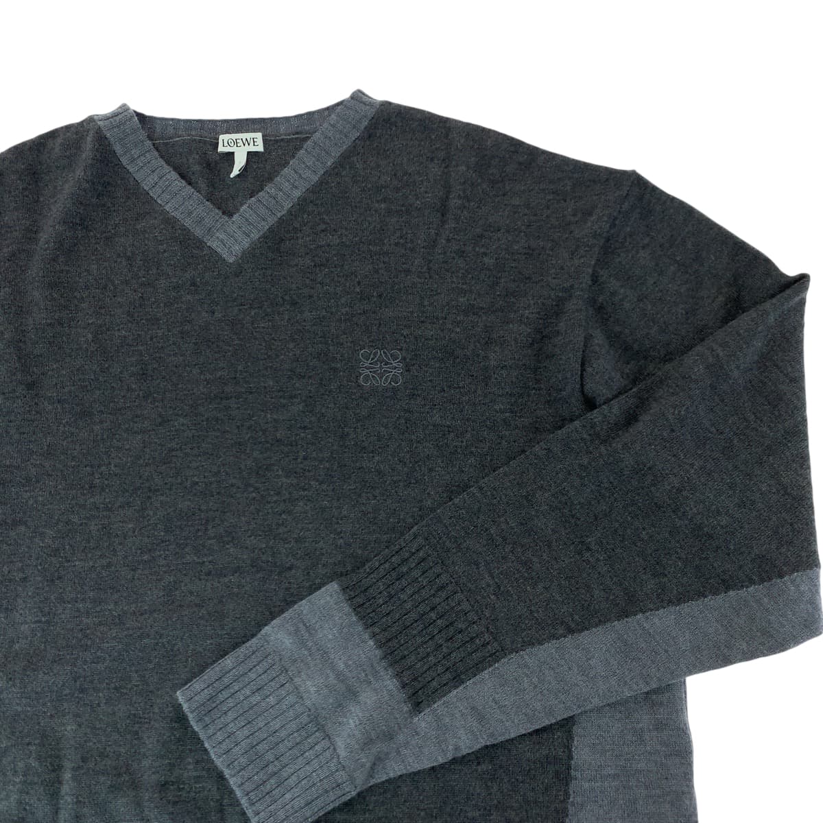 13233
 LOEWE Anagram Size L Grey Wool Knit Cut and Sewn Sweater for Men