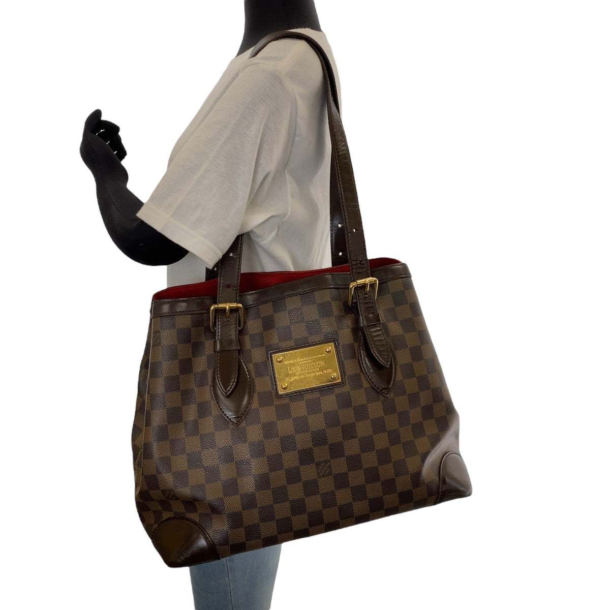 13236
LOUIS VUITTON ルイヴィトン ダミエ エベヌ ハムステッドPM エベヌ ブラウン ゴールド金具 PVC N51205 トートバッグ ショルダーバッグ  レディース