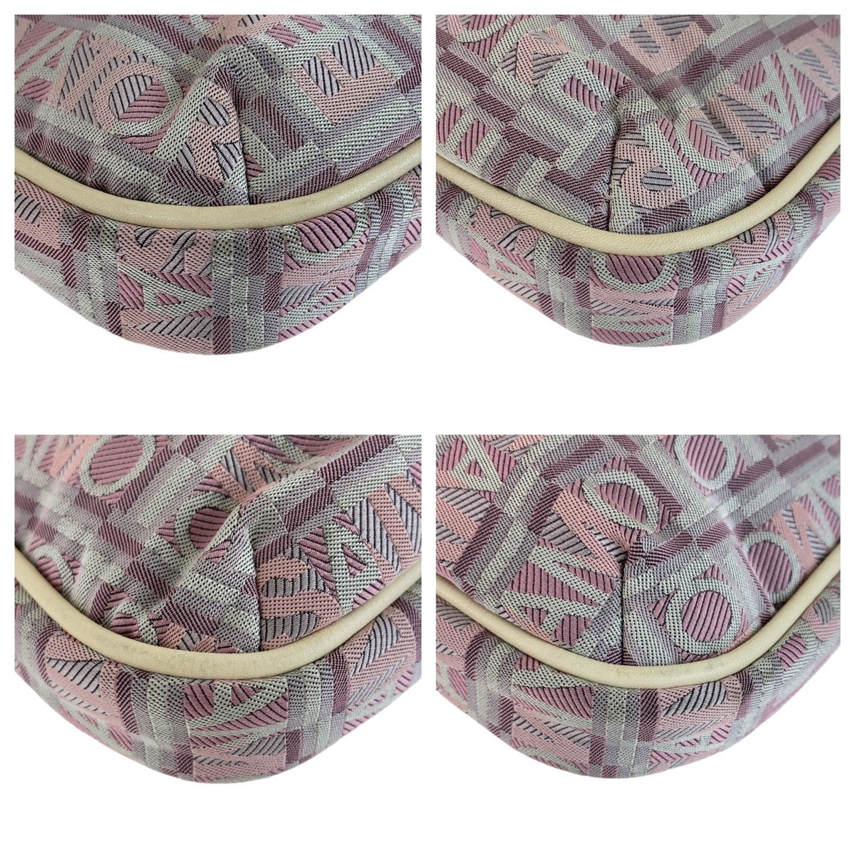 13237
Salvatore Ferragamo サルヴァトーレフェラガモ パープル ピンク ホワイト シルバー金具 キャンバス / レザー 斜め掛け ショルダーバッグ ポシェット  レディース