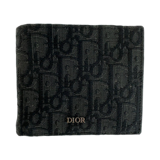 13242
Dior ディオール オブリーク ネイビー ブラック シルバー金具 キャンバス / レザー 折財布 コンパクトウォレット 男女兼用  レディース