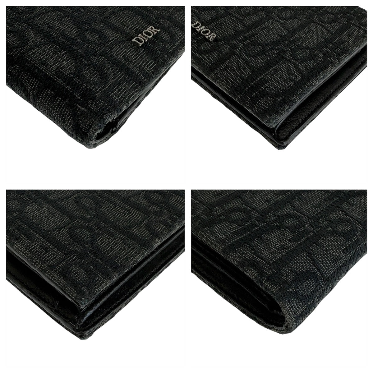 13242
Dior ディオール オブリーク ネイビー ブラック シルバー金具 キャンバス / レザー 折財布 コンパクトウォレット 男女兼用  レディース