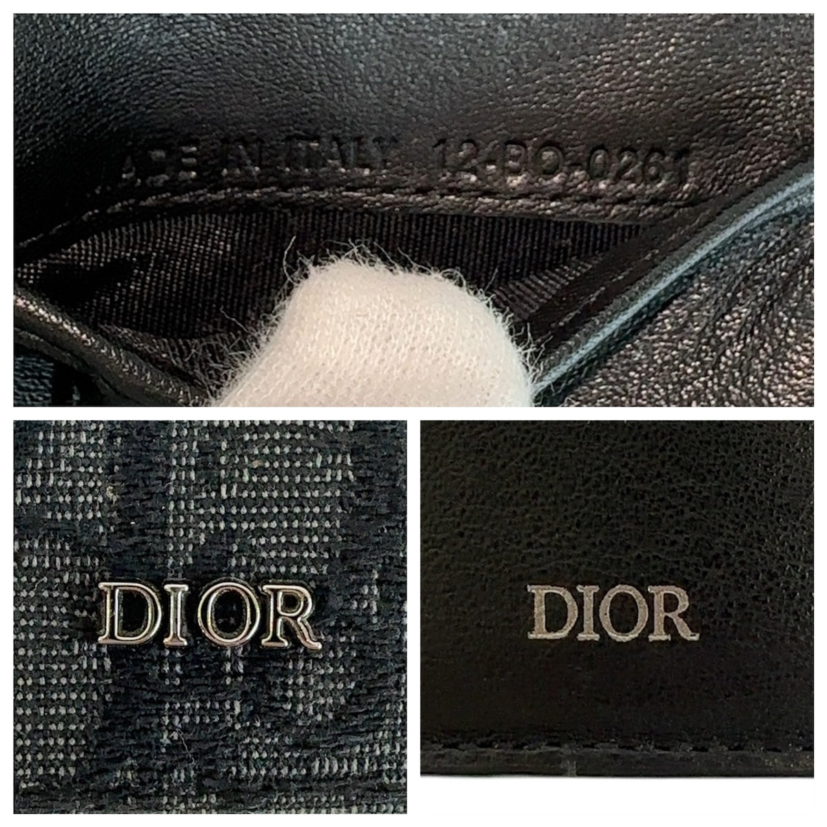 13242
Dior ディオール オブリーク ネイビー ブラック シルバー金具 キャンバス / レザー 折財布 コンパクトウォレット 男女兼用  レディース