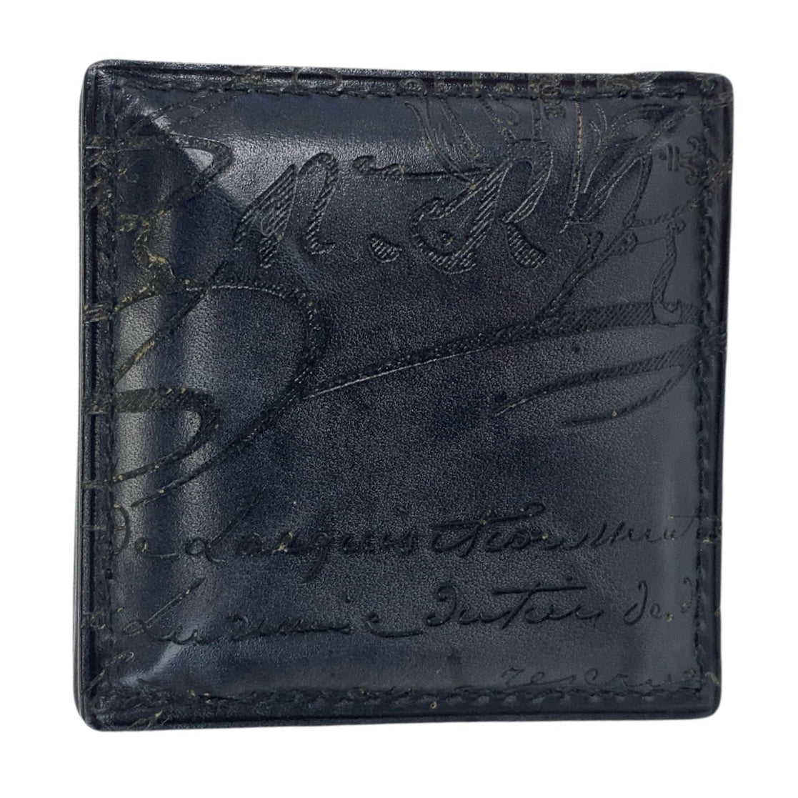 13243
Berluti ベルルッティ カリグラフィー スクリット カヤ ネイビー シルバー金具 レザー コインケース 小銭入れ  メンズ
