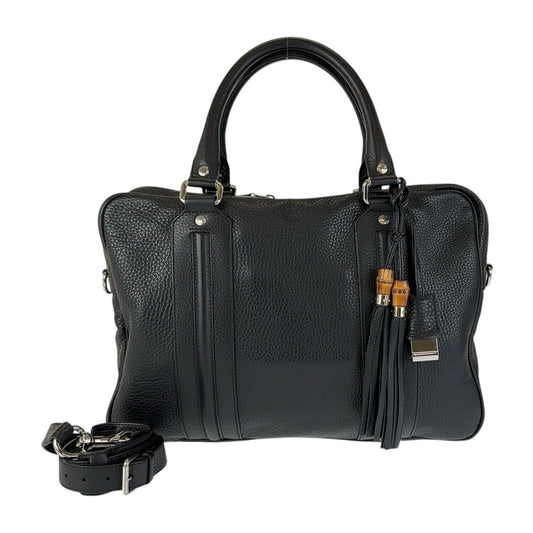 13244
GUCCI グッチ バンブー タッセル ブラック 黒 シルバー金具 レザー 231850 ビジネスバッグ ブリーフケース ショルダーバッグ 2WAY  メンズ ABP40