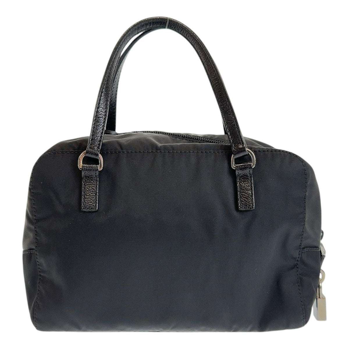 13248
PRADA プラダ テスート 三角ロゴプレート イブニング ベア ブラック 黒 シルバー金具 ナイロン ハンドバッグ ビジュー  レディース