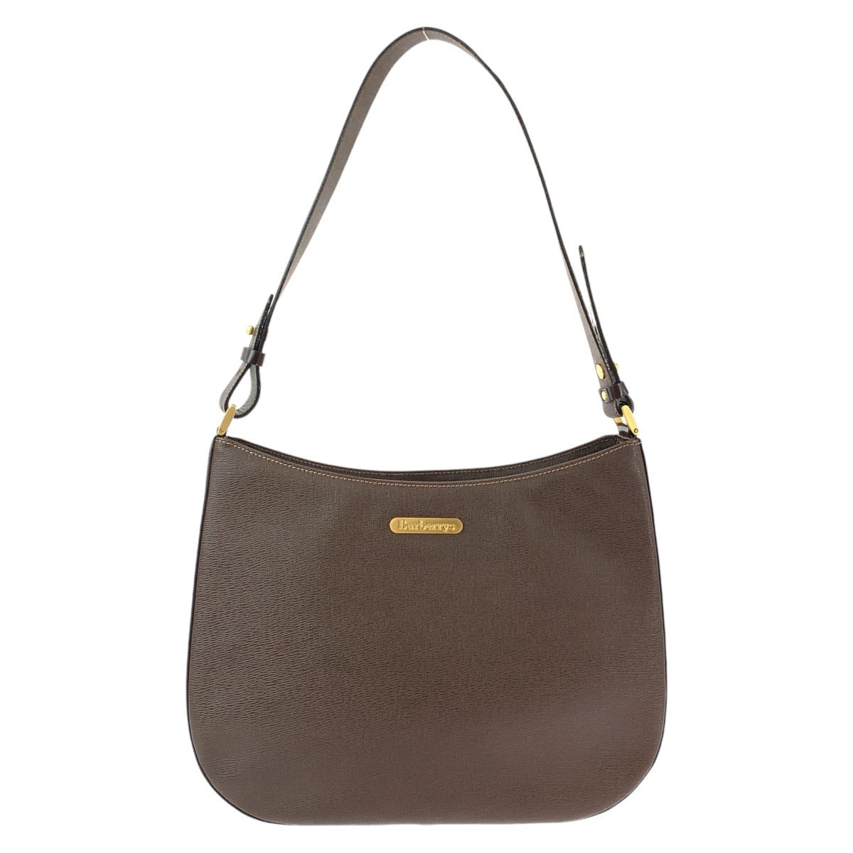 13249
BURBERRY バーバリー 中チェック柄 ブラウン ゴールド金具 レザー ホーボー ショルダーバッグ  レディース