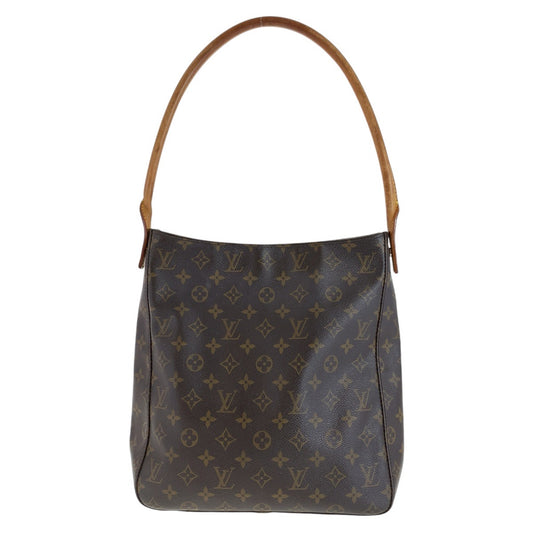 12788
LOUIS VUITTON ルイヴィトン モノグラム ルーピング GM ブラウン ベージュ ゴールド金具 PVC / レザー M51145 ショルダーバッグ  レディース