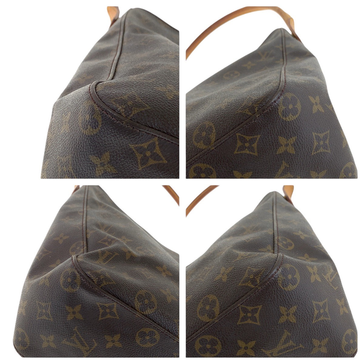 12788
LOUIS VUITTON ルイヴィトン モノグラム ルーピング GM ブラウン ベージュ ゴールド金具 PVC / レザー M51145 ショルダーバッグ  レディース
