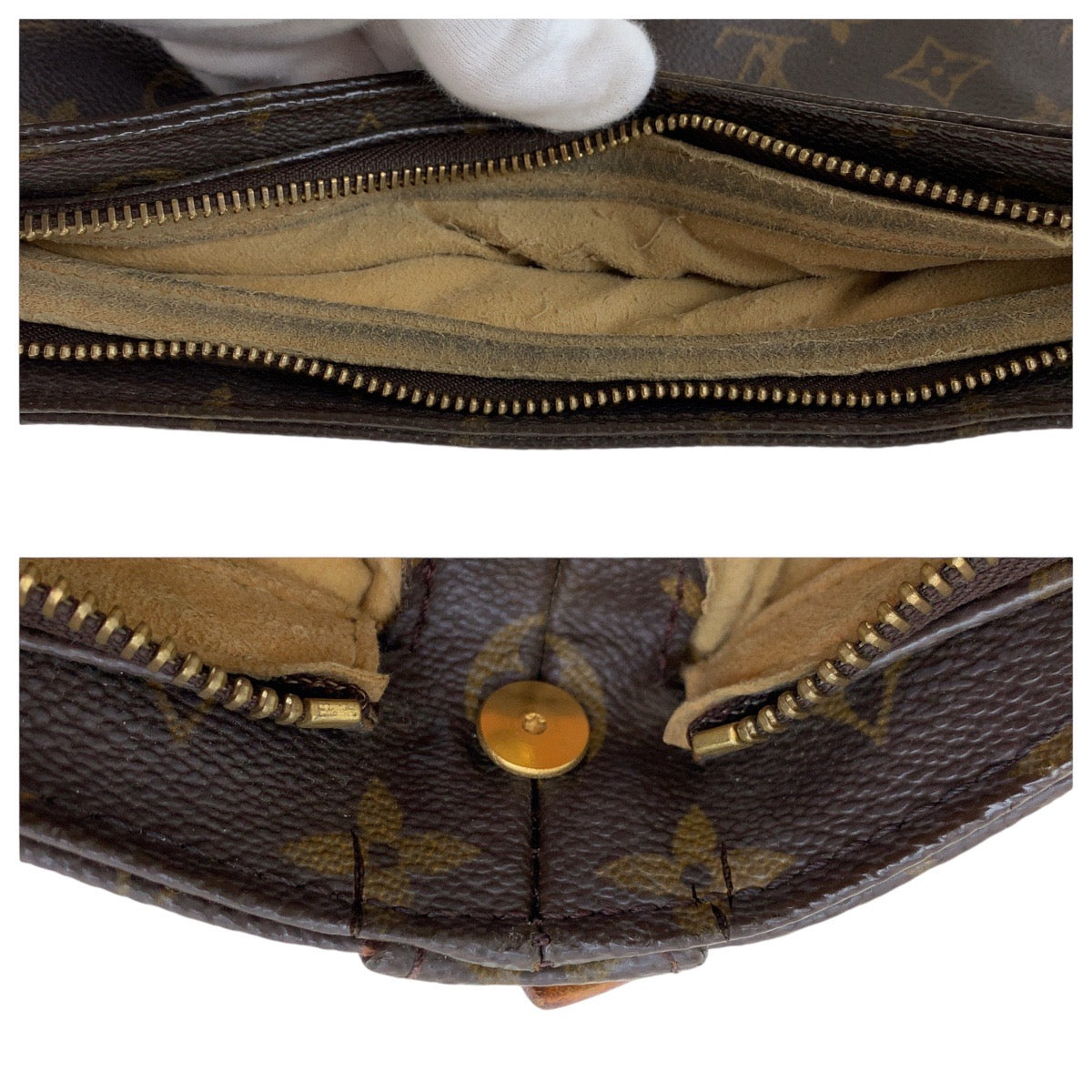 12788
LOUIS VUITTON ルイヴィトン モノグラム ルーピング GM ブラウン ベージュ ゴールド金具 PVC / レザー M51145 ショルダーバッグ  レディース