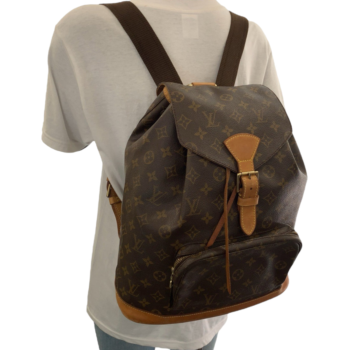 13251
LOUIS VUITTON ルイヴィトン モノグラム モンスリGM ブラウン ゴールド金具 PVC M51135 リュックサック バックパック  レディース