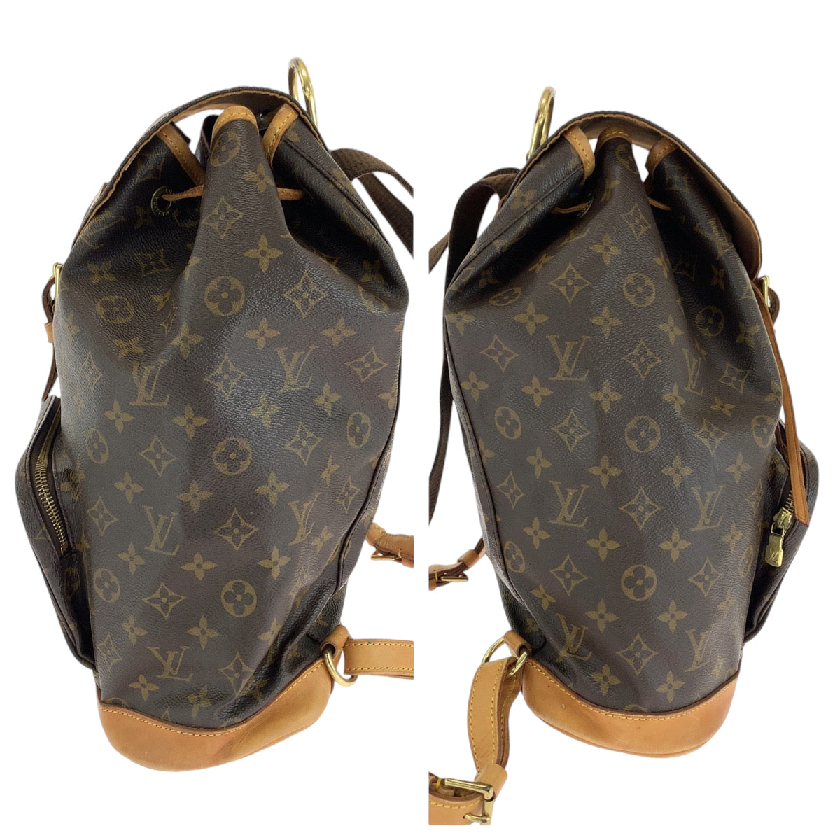 13251
LOUIS VUITTON ルイヴィトン モノグラム モンスリGM ブラウン ゴールド金具 PVC M51135 リュックサック バックパック  レディース