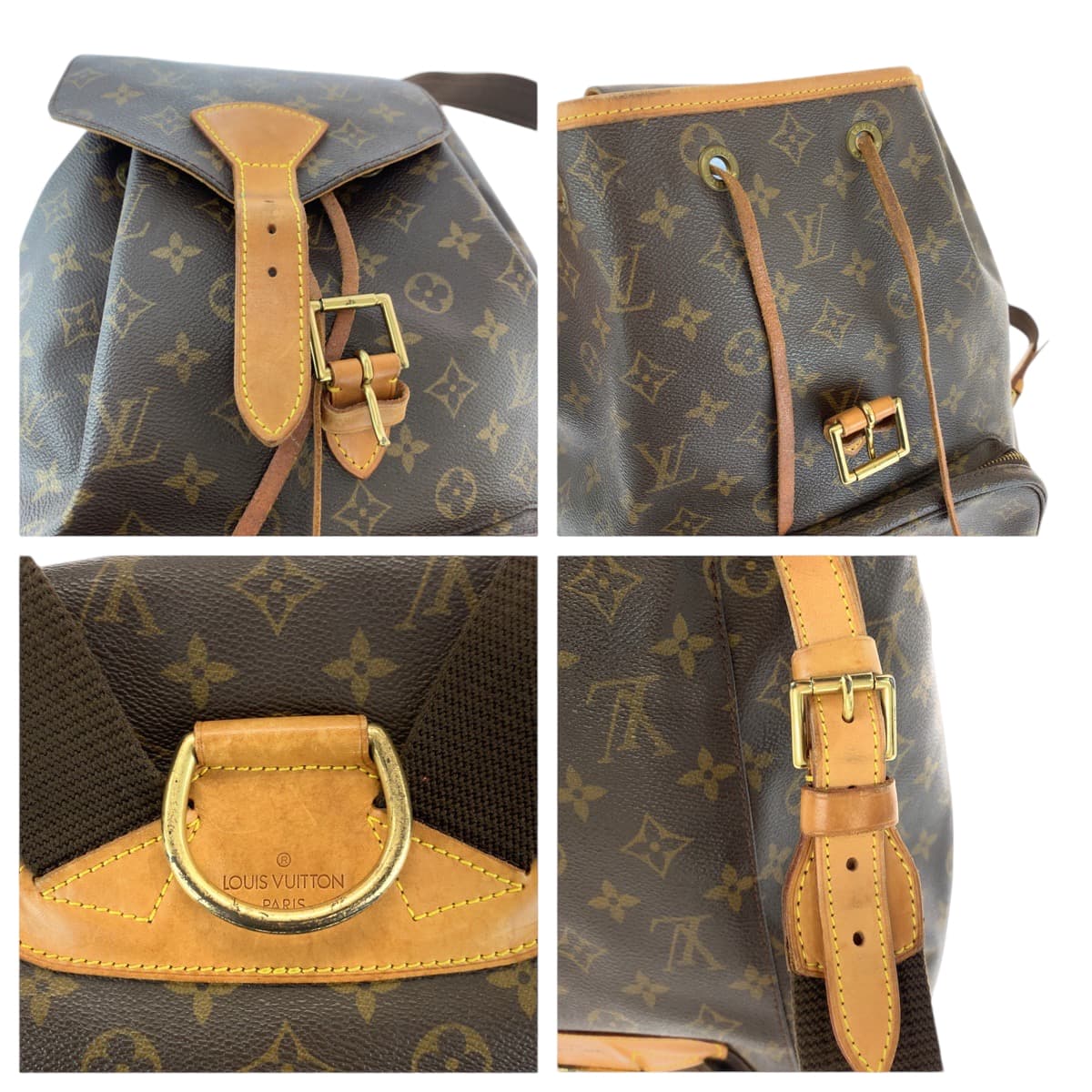 13251
LOUIS VUITTON ルイヴィトン モノグラム モンスリGM ブラウン ゴールド金具 PVC M51135 リュックサック バックパック  レディース
