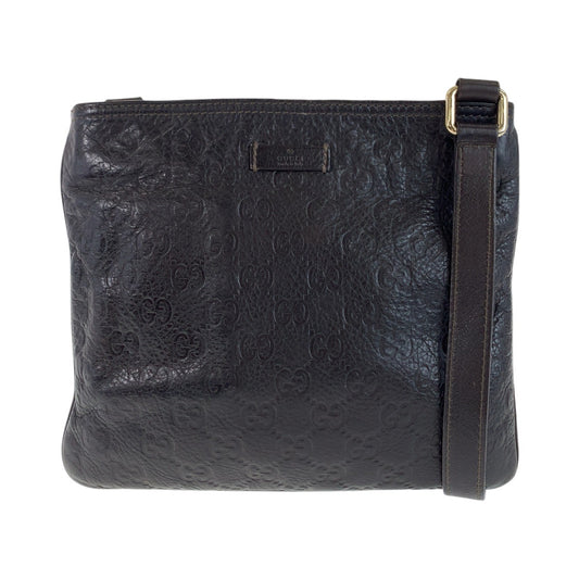 13252
GUCCI グッチ グッチシマ 男女兼用 ブラウン ゴールド金具 レザー 201538 斜め掛け ショルダーバッグ ポシェット  メンズ