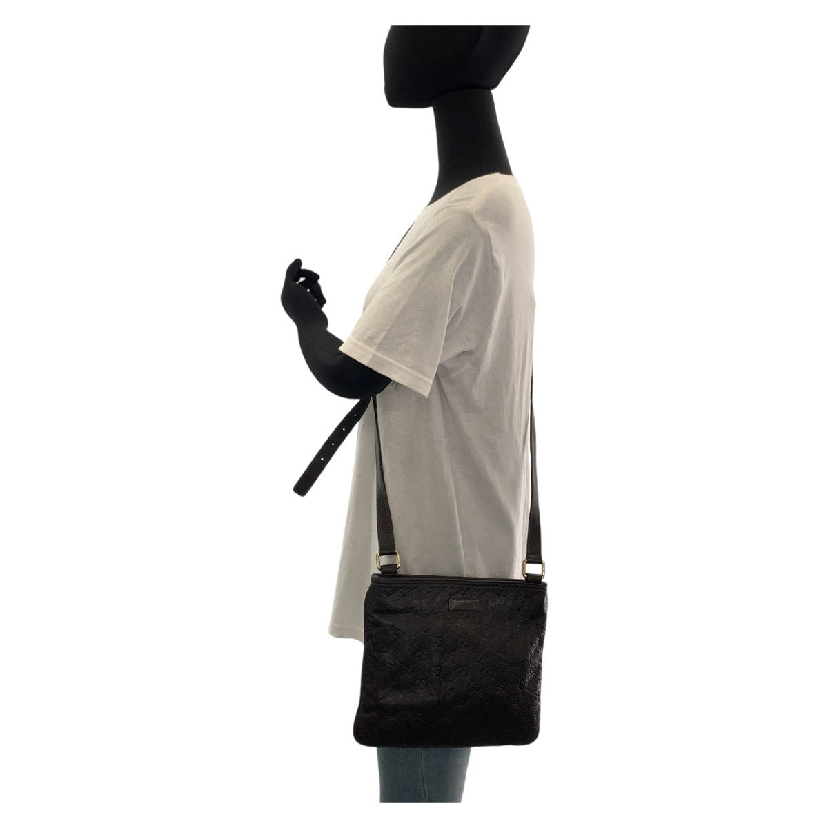 13252
GUCCI グッチ グッチシマ 男女兼用 ブラウン ゴールド金具 レザー 201538 斜め掛け ショルダーバッグ ポシェット  メンズ