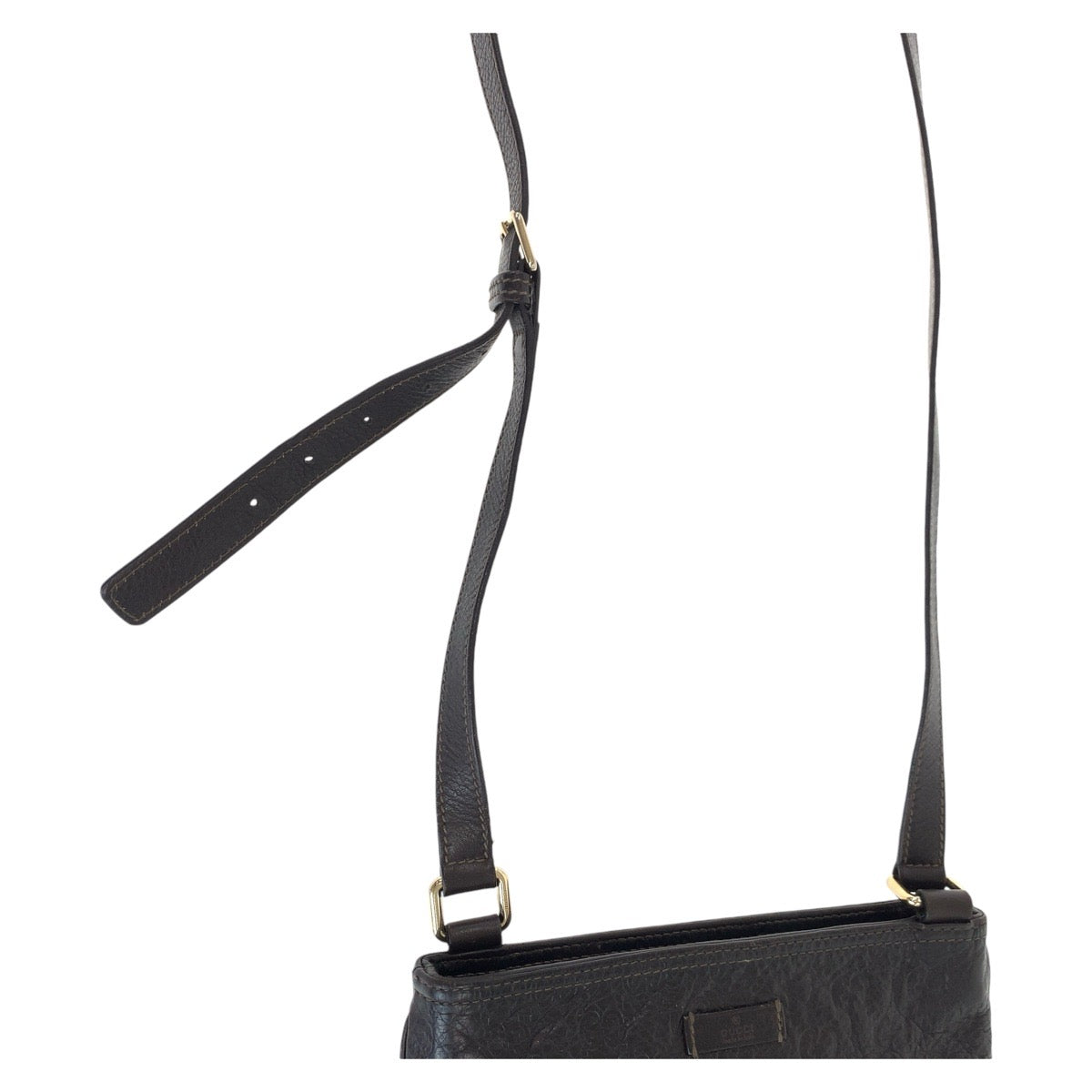 13252
GUCCI グッチ グッチシマ 男女兼用 ブラウン ゴールド金具 レザー 201538 斜め掛け ショルダーバッグ ポシェット  メンズ
