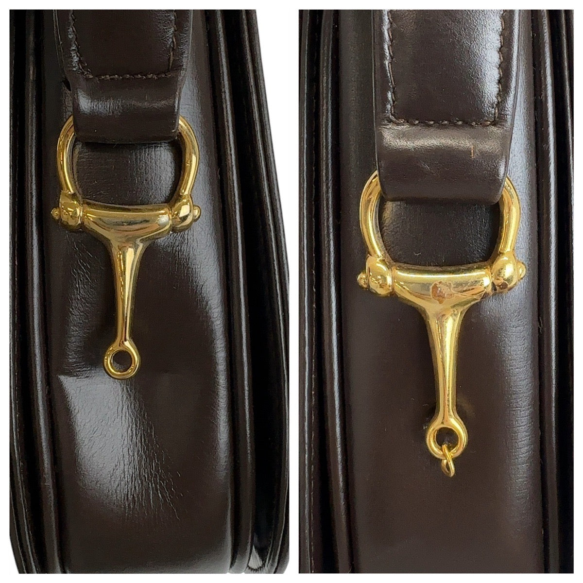13253
CELINE セリーヌ ヴィンテージ 馬車金具 ブラウン ゴールド金具 レザー ショルダーバッグ  レディース