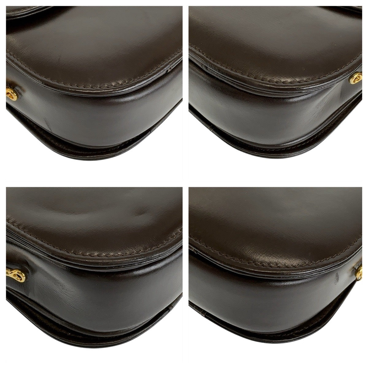 13253
CELINE セリーヌ ヴィンテージ 馬車金具 ブラウン ゴールド金具 レザー ショルダーバッグ  レディース