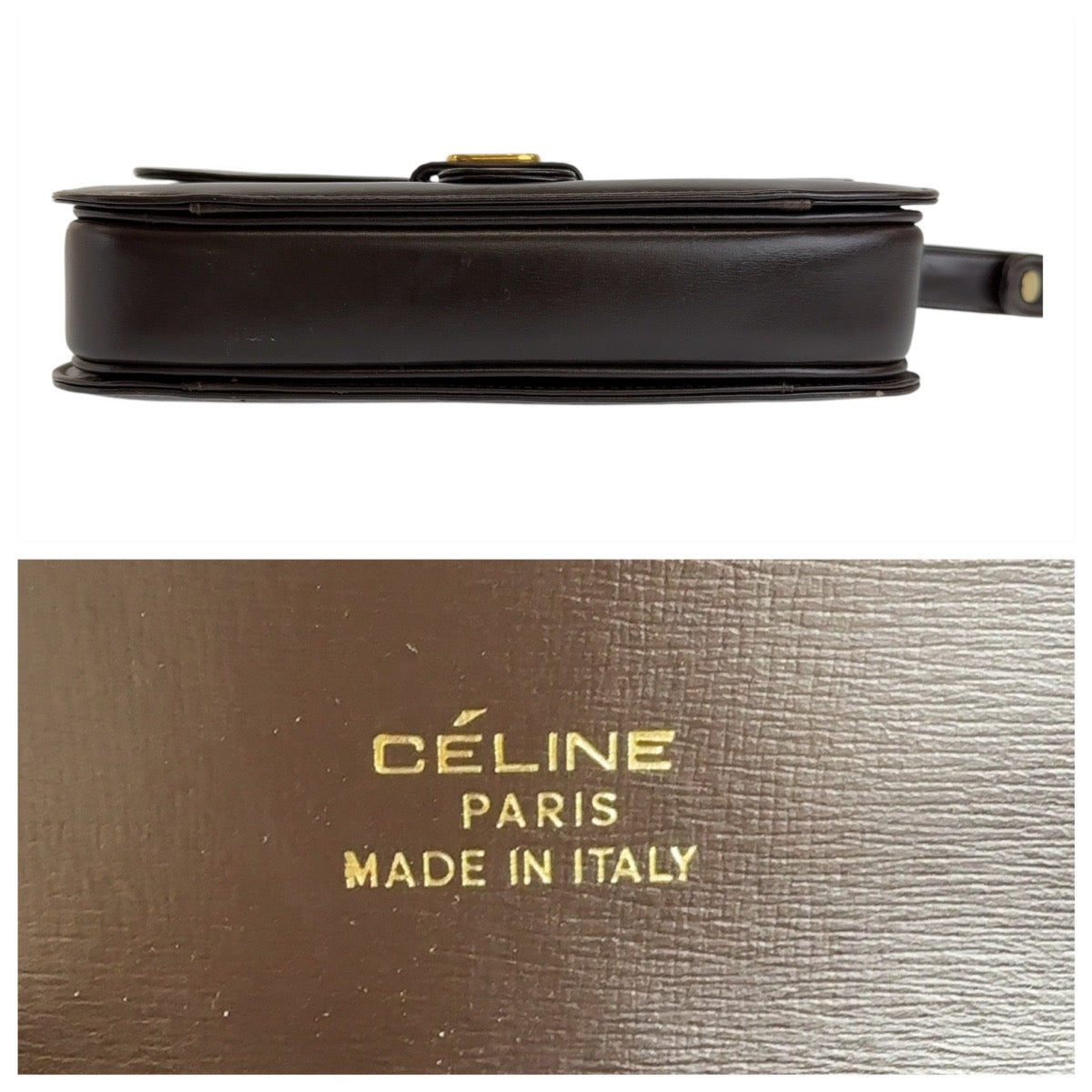 13253
CELINE セリーヌ ヴィンテージ 馬車金具 ブラウン ゴールド金具 レザー ショルダーバッグ  レディース