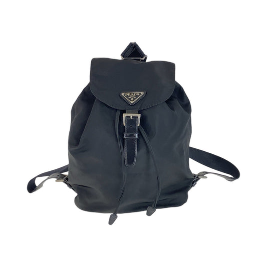 13254
PRADA プラダ テスート 三角ロゴプレート ブラック シルバー金具 ナイロン バックパック リュック  レディース
