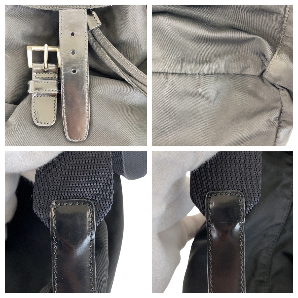 13254
PRADA プラダ テスート 三角ロゴプレート ブラック シルバー金具 ナイロン バックパック リュック  レディース