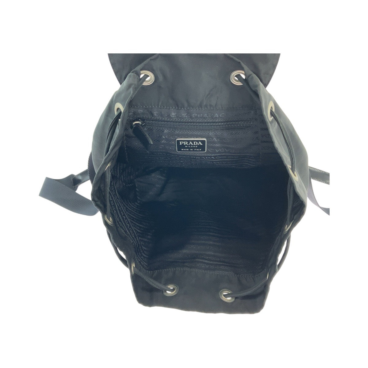 13254
PRADA プラダ テスート 三角ロゴプレート ブラック シルバー金具 ナイロン バックパック リュック  レディース