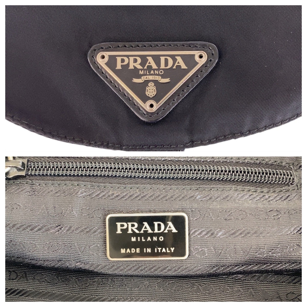 13254
PRADA プラダ テスート 三角ロゴプレート ブラック シルバー金具 ナイロン バックパック リュック  レディース