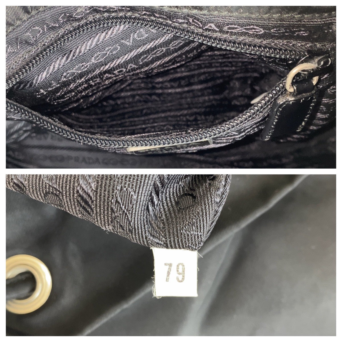 13254
PRADA プラダ テスート 三角ロゴプレート ブラック シルバー金具 ナイロン バックパック リュック  レディース