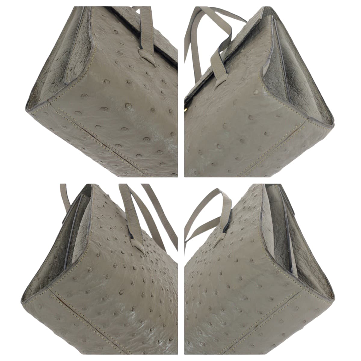 14059
Dior ディオール ヴィンテージ グレー シルバー金具 オーストリッチ ハンドバッグ ショルダーバッグ  レディース