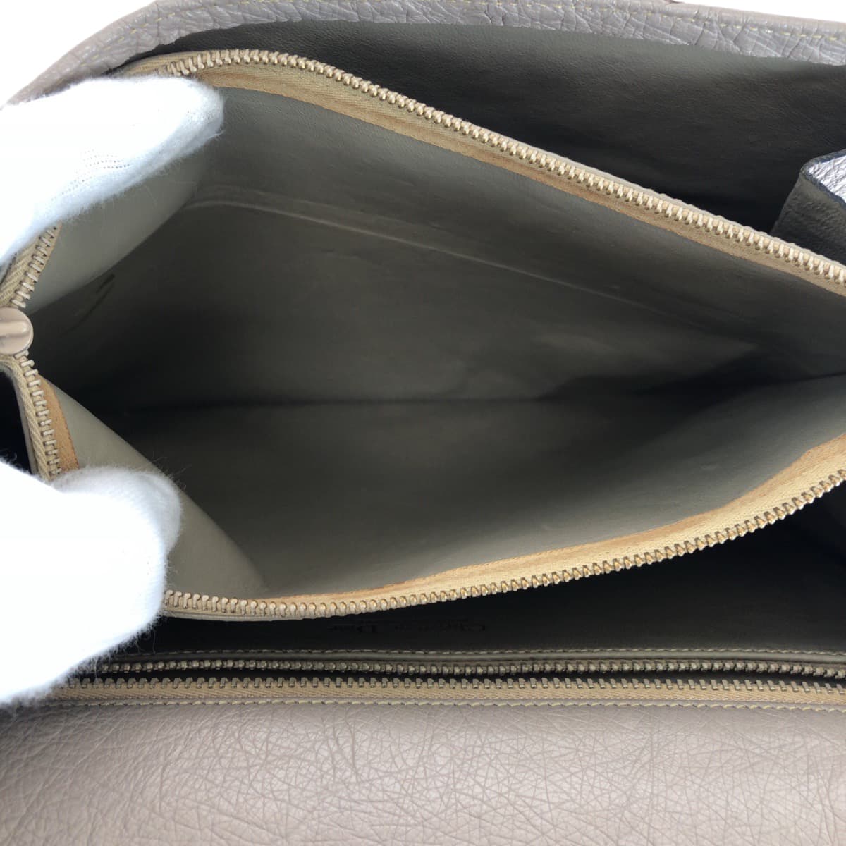 14059
Dior ディオール ヴィンテージ グレー シルバー金具 オーストリッチ ハンドバッグ ショルダーバッグ  レディース