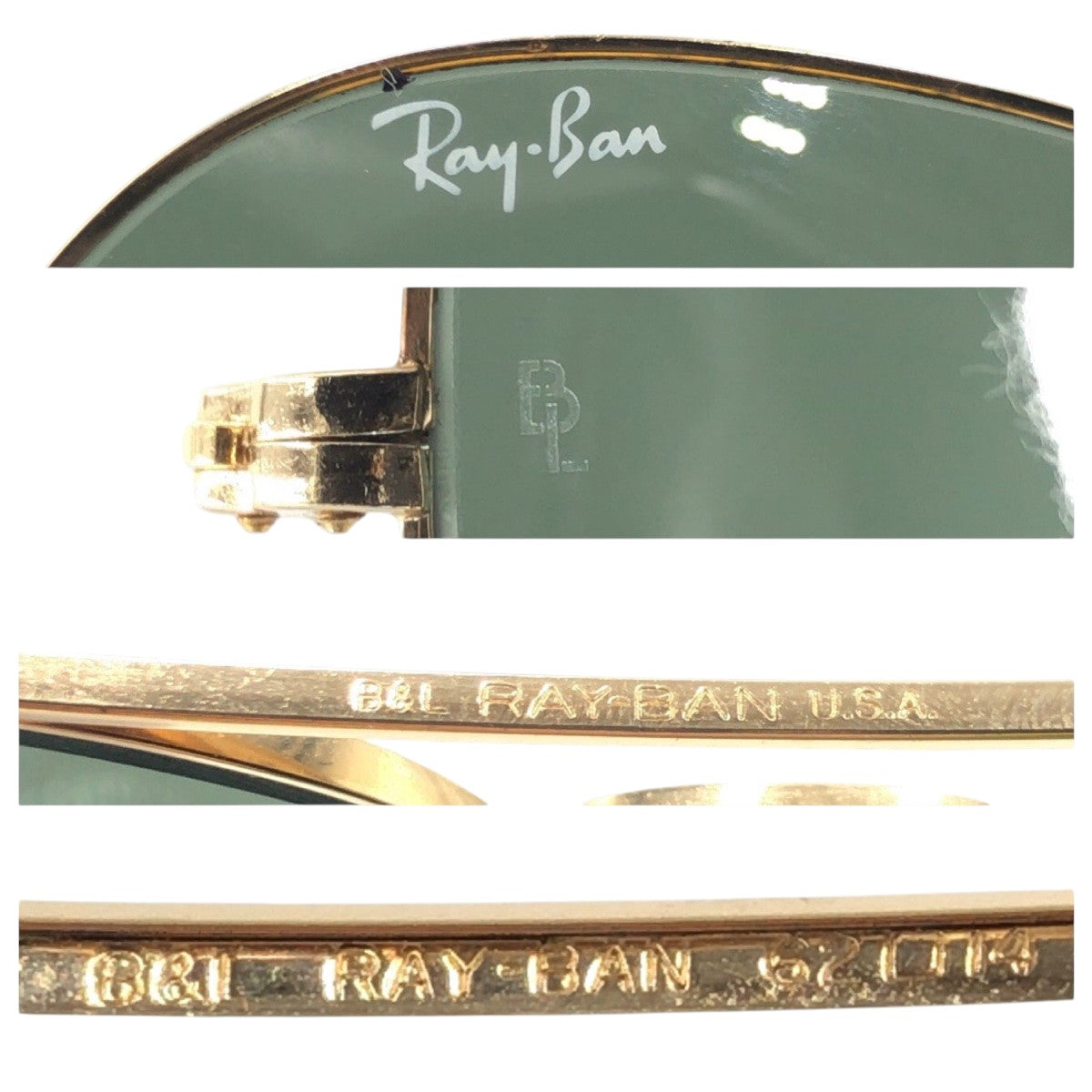 13257
Ray-Ban レイバン ヴィンテージ B&L U.S.A ボシュロム アビエーター ゴールド グリーン メタル 62□14 サングラス ティアドロップ  レディース